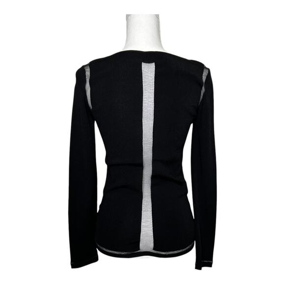 Tom Ford Black Ribbed V Neck Sweater Sheer Panels Flawed Sized M - Picture 4 of 13